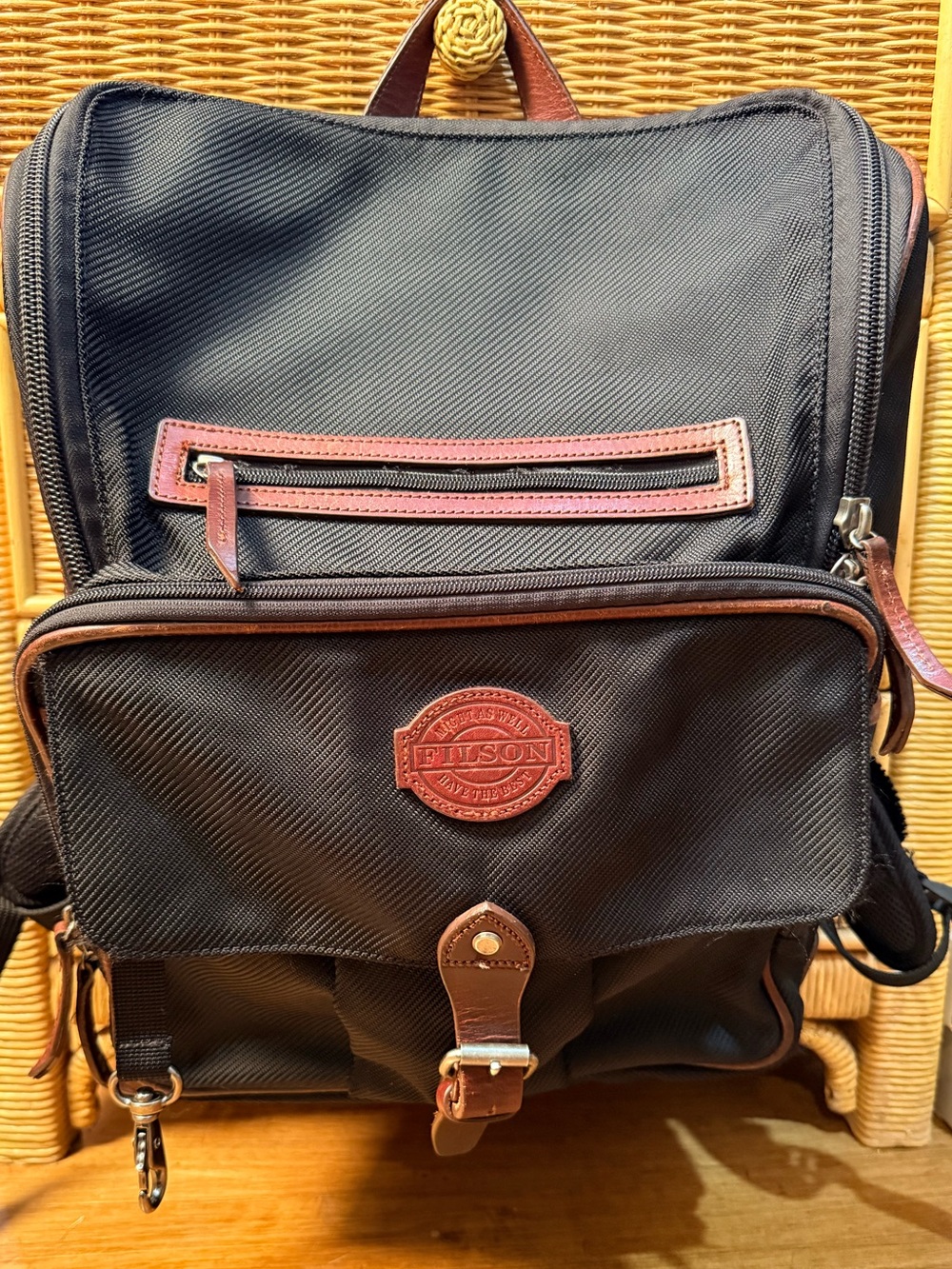 Filson Passage Business Backpack Black Ballistic Nylon Leather USA Made RARE